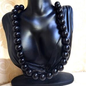 Vintage 70's Black Chunky Plastic Necklace